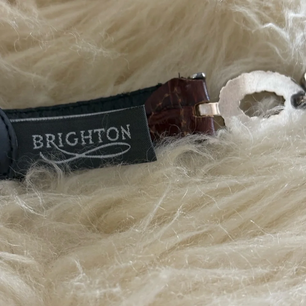 Brighton Black Leather with Silver Linked Sides and Buckle Belt